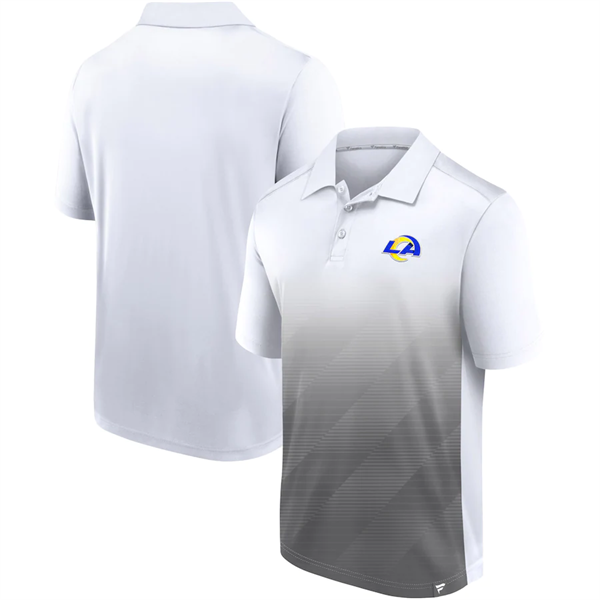 Men's Los Angeles Rams White/Grey Iconic Parameter Sublimated Polo Men's Los Angeles Rams White/Grey Iconic Parameter Sublimated Polo